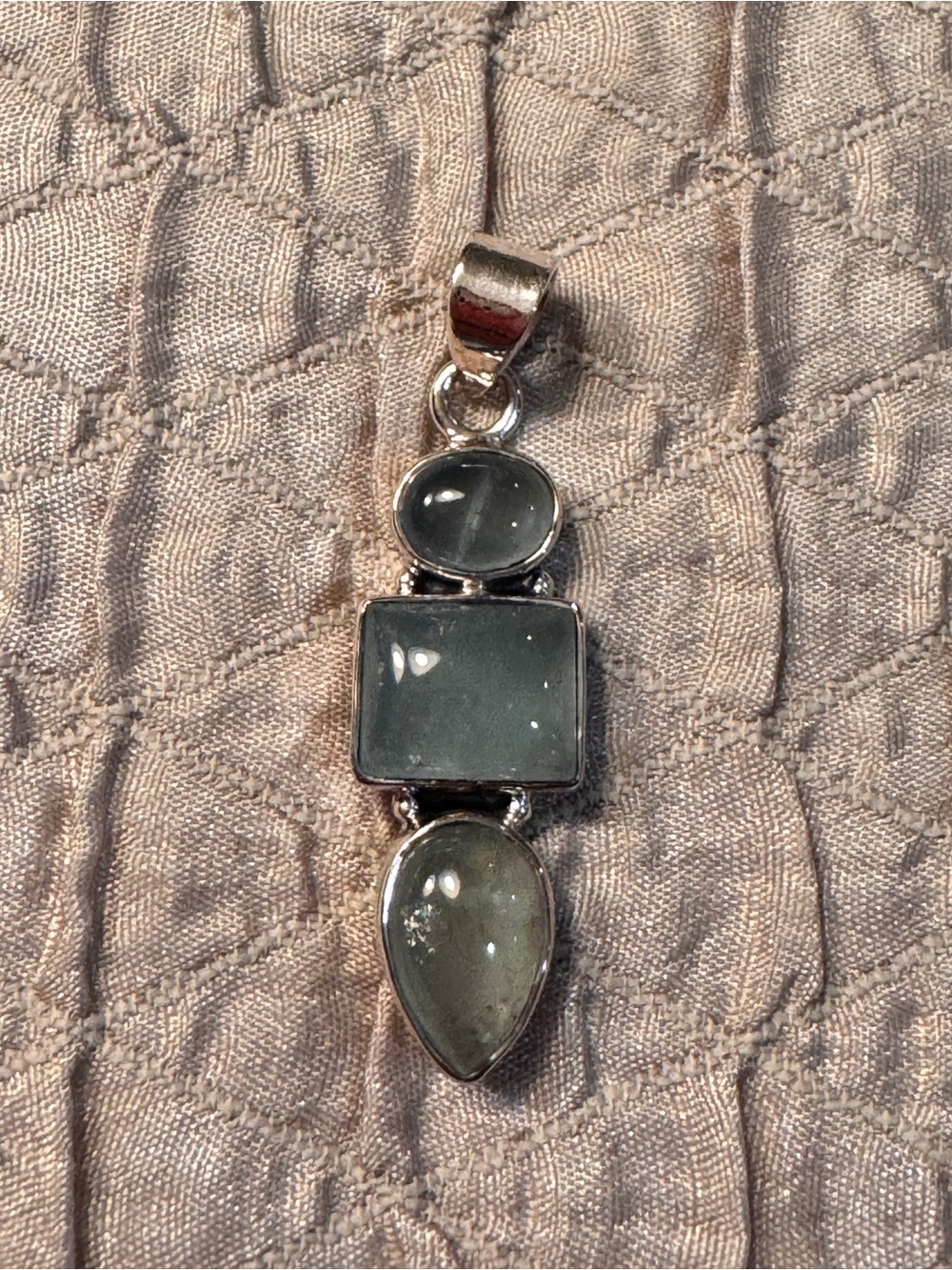 925 Sterling Silver Aquamarine Agate Pendant